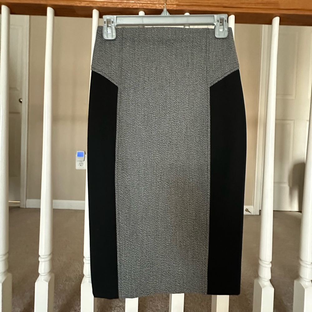 Express Grey and Black Colorblock Pencil Skirt